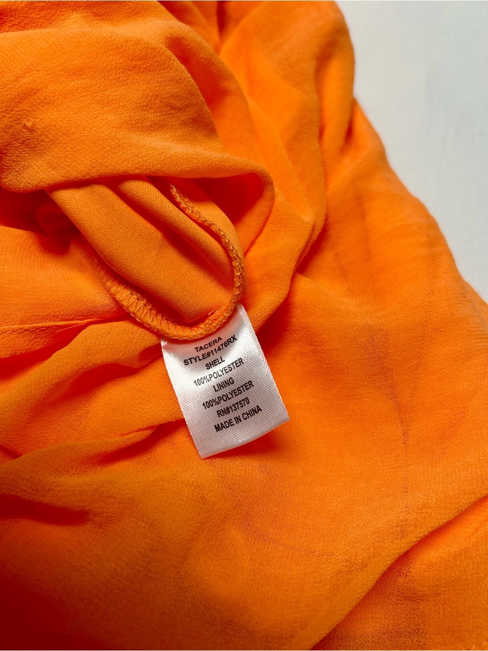TACERA TUNIC SHORT DRESS, ORANGE GUAZE LIKE TEXTURE, DRAWSTRING WAIST, PLUS SZ 3 - Picture 7 of 8